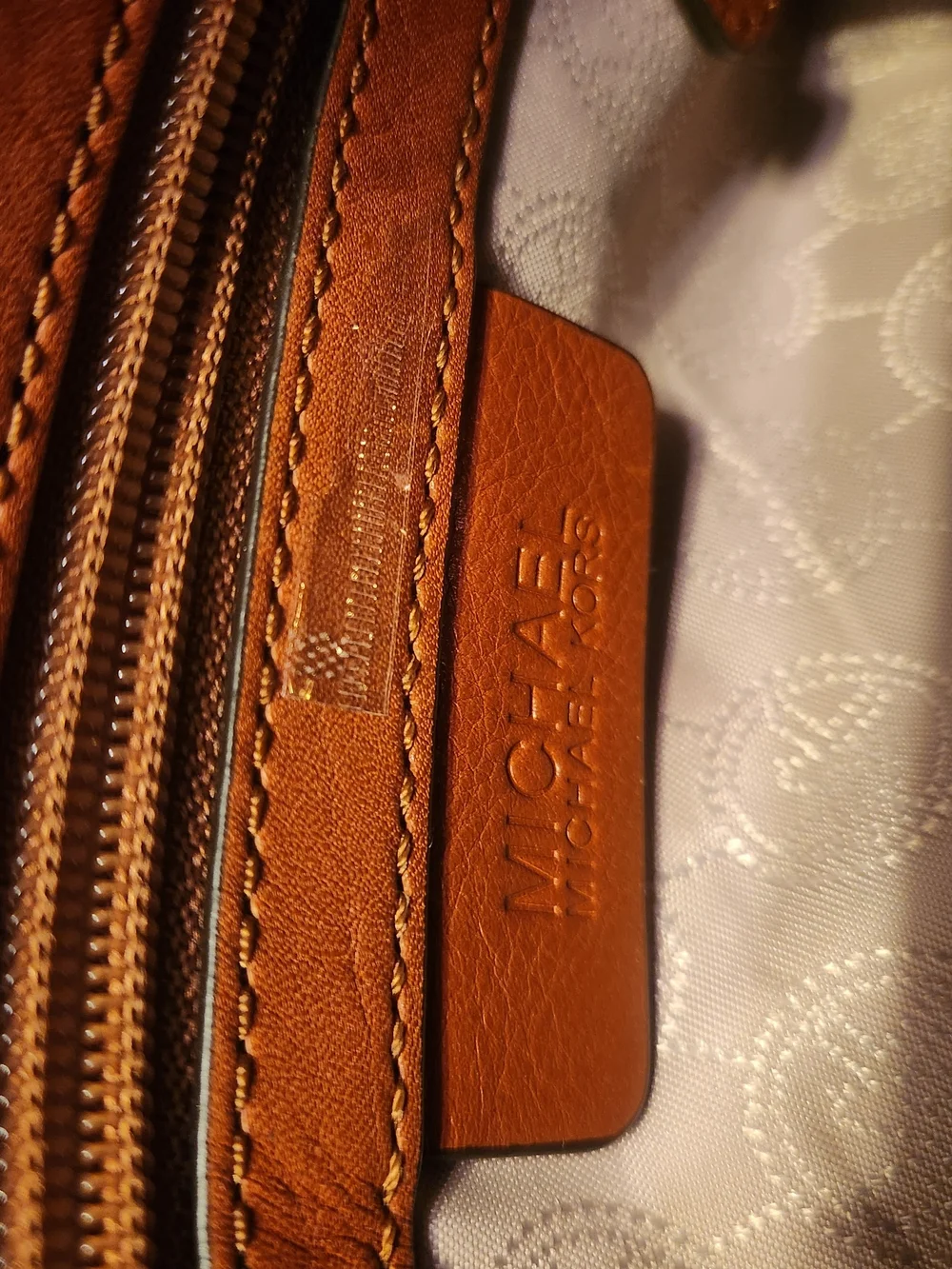Michael Kors Brown Logo Chain Shoulder Bag Matching Wallet Set- Brown/Gold
